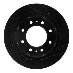 Chevrolet Silverado 3500 HD Brake Rotor (1) - Rear Left - R1 Concepts - Drilled & Slotted - Black - `11-`25